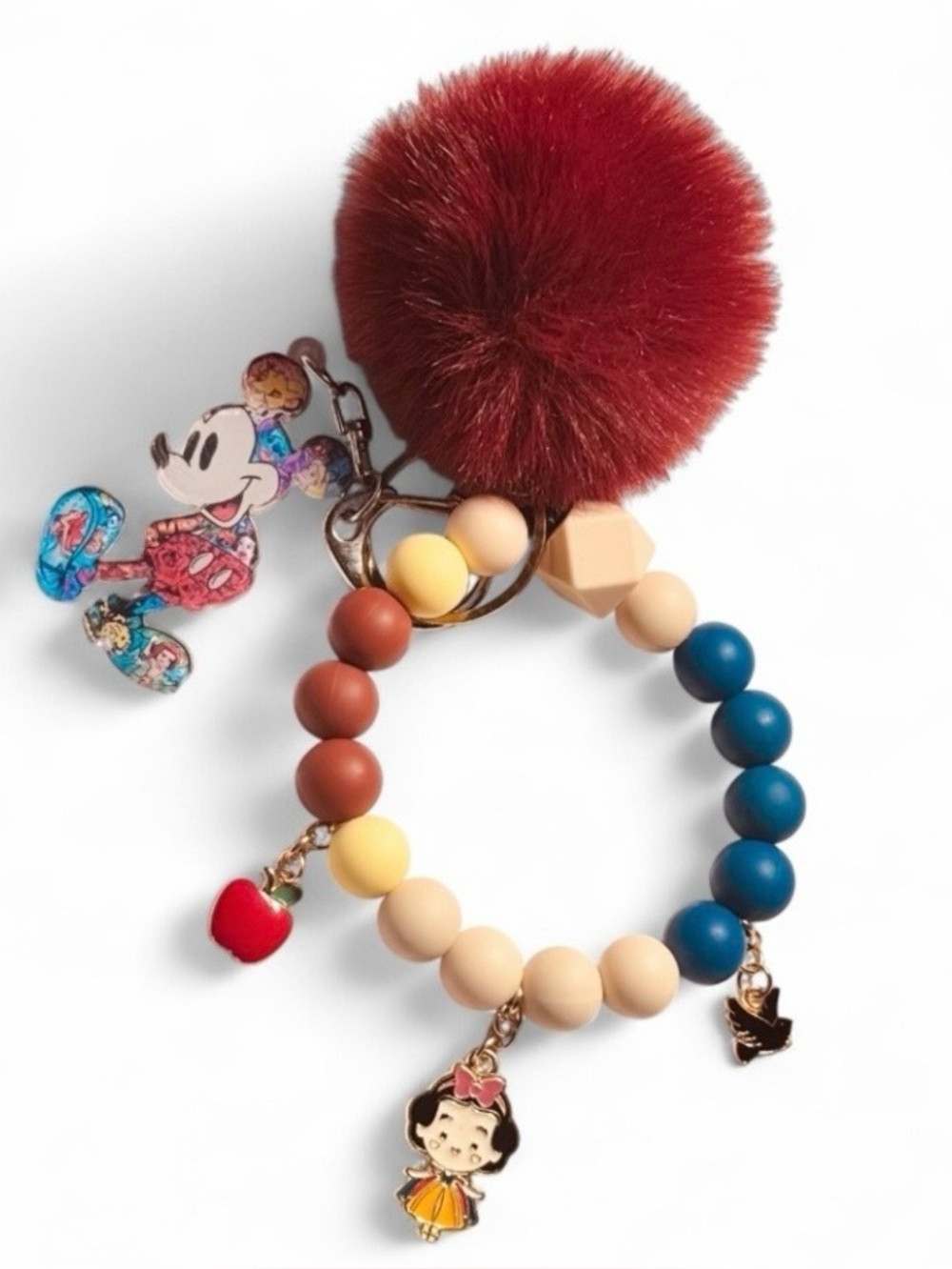 Mickey  Pom Pom Beaded Wrist Keychain/Bag Charm
